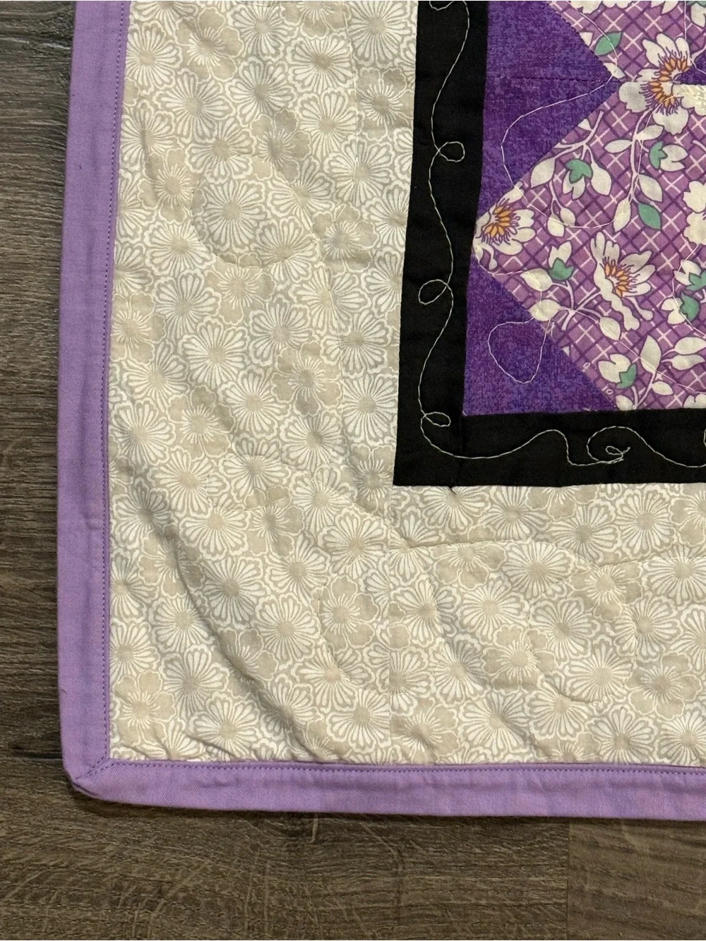 Handmade Purple Patchwork Quilt - Cozy Floral Design